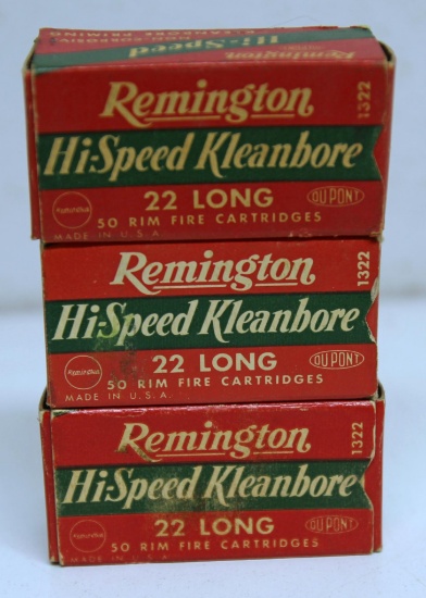 3 Full Vintage Boxes Remington .22 Long Cartridges Ammunition...