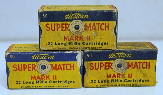 3 Full Vintage Boxes Western Super Match Mark II .22 LR Cartridges Ammunition...