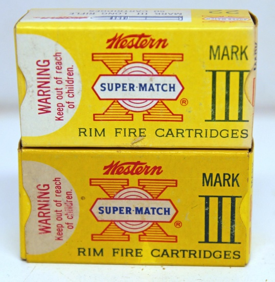 2 Full Vintage Boxes Western Super Match Mark III .22 LR Cartridges Ammunition...