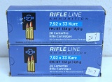 2 Full Boxes PPU 7,92x33 Kurz FMJ BT 124 gr. Cartridges Ammunition...