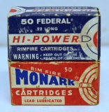 2 Different Full Vintage Boxes Federal .22 Cartridges Ammunition -......Monark....22 LR, Hi-Power .2