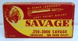Full Vintage Savage Indian Chief Box .250-3000 Savage Cartridges Ammunition...