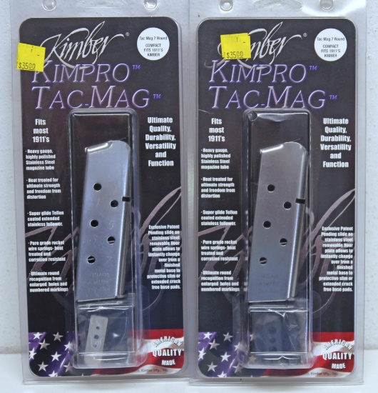 2 New Kimber...Kimpro...Tac Mag 7 Round Compact 1911 .45 ACP Pistol Magazines...