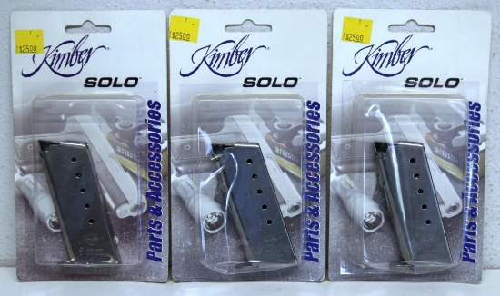 3 New Kimber Solo 9 mm 6 Round SST Pistol Magazines...