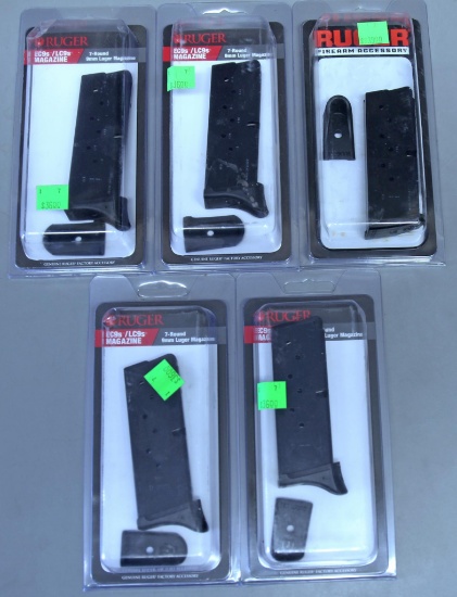 5 New Ruger...7 Round 9 mm Pistol Magazines for EC9's and LC9's...