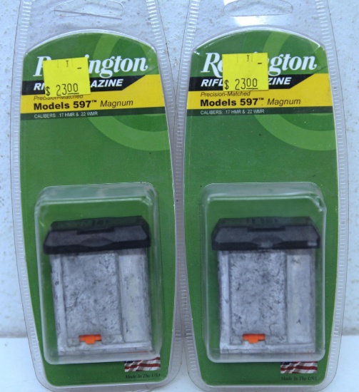 2 New Remington Rifle Magazines for Model 597 Magnum - in .17 HMR 6 Round Capacity, in .22 WMR 8
