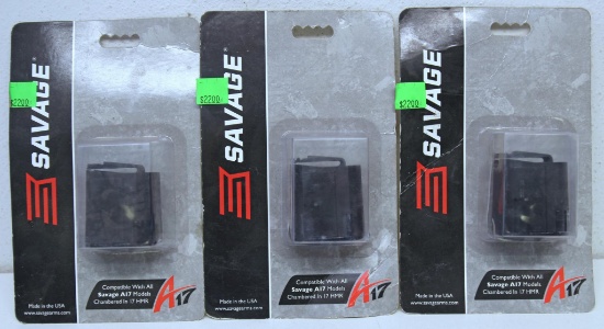3 New Savage .17 HMR Rifle Magazines for the Savage Model A17...