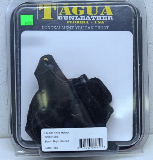 New Tagua...Black Right Hand Leather Ankle Holster for Kimber Solo...