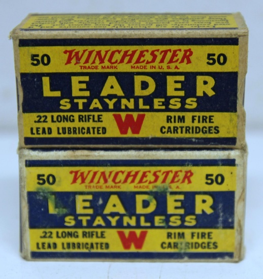 2 Full Vintage Boxes Winchester Leader .22 LR Cartridges Ammunition...