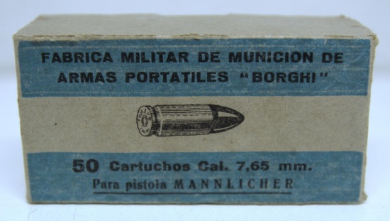 Full Vintage Box FM 7.65 mm Mannlicher Pistol Cartridges Ammunition...