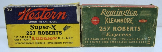 Full Vintage Box Western Super-X .257 Roberts and Partial Vintage Box of 18 Remington .257 Roberts