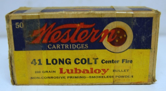 Full Vintage Box Western .41 Long Colt Cartridges Ammunition - box has tape...