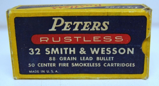 Full Vintage Box Peters .32 S&W Cartridges Ammunition...