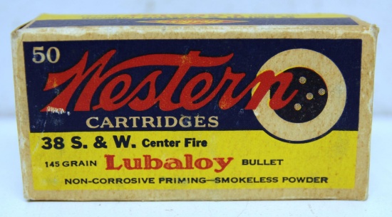 Full Vintage Box Western .38 S&W Cartridges Ammunition...