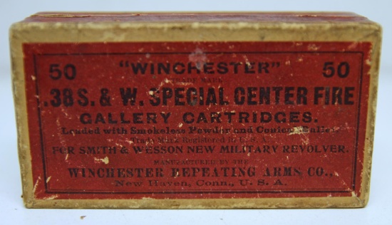 Vintage Winchester Two Piece Box Full of Fired Brass Only .38 S&W Special Gallery Cartridges
