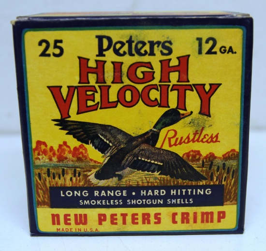 Full Vintage Box Peters High Velocity 12 Ga. 2 3/4" Shotshells Ammunition...
