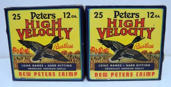 2 Full Vintage Boxes Peters High Velocity 12 Ga. 2 3/4" Shotshells Ammunition...