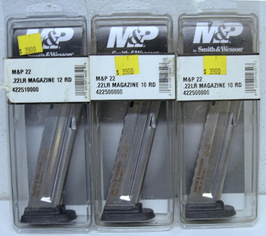 3 New Smith and Wesson M&P 22 .22 LR 10 Round Magazines...