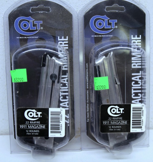 2 New Colt 22 Tactical Rim Fire 12 Round .22 Rim Fire 1911 Magazines...