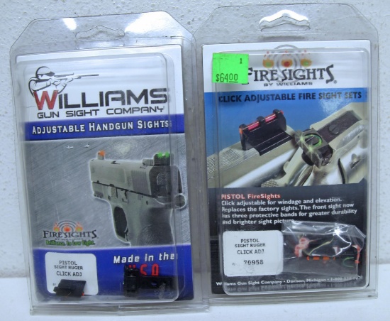 2 New Sets Williams Fire Sights for Ruger Pistol, Click Adjustable...