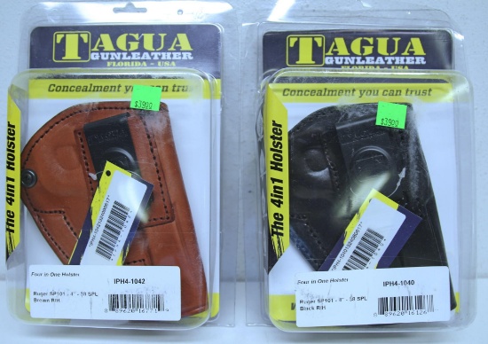 2 New Tagua...4 in 1 Leather Holsters for Ruger SP101 4" .38 Spl. Right Hand - Black and Brown...