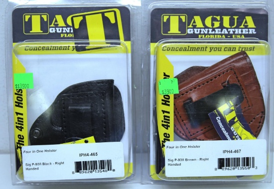2 New Tagua...4 in 1 Leather Holsters for Sig P-938 Right Hand - Black and Brown...