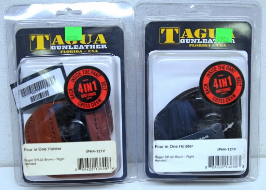 2 New Tagua...4 in 1 Leather Holsters for Ruger SR-22 Right Hand - Black and Brown...