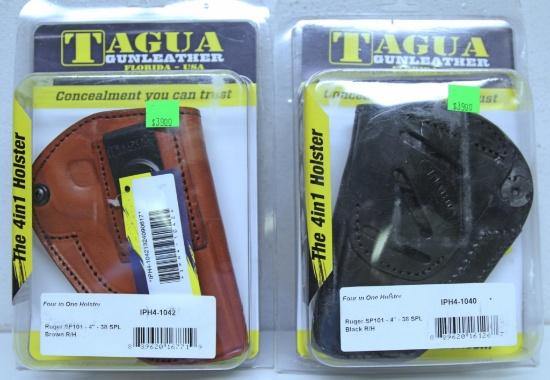 2 New Tagua...4 in 1 Leather Holsters for Ruger SP101 4" .38 Spl. Right Hand - Black and Brown...