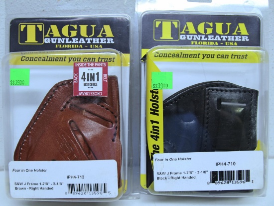 2 New Tagua 4 in 1 Leather Holsters for S&W J-Frame 1 7/8" to 2 1/8" Right Hand - Black and Brown...