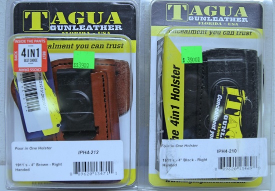 2 New Tagua 4 in 1 Leather Holsters for 1911's 4" Right Hand - Black and Brown...