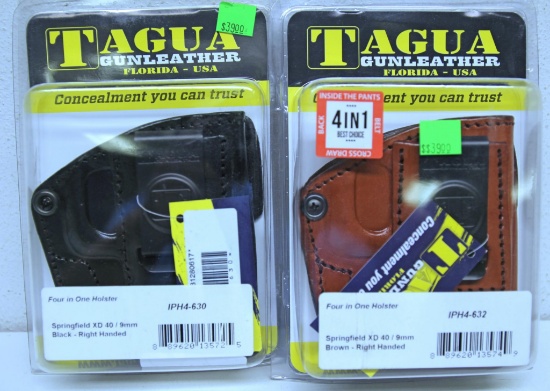 2 New Tagua 4 in 1 Leather Holsters for Springfield XD 40/9 mm Right Hand - Black and Brown...