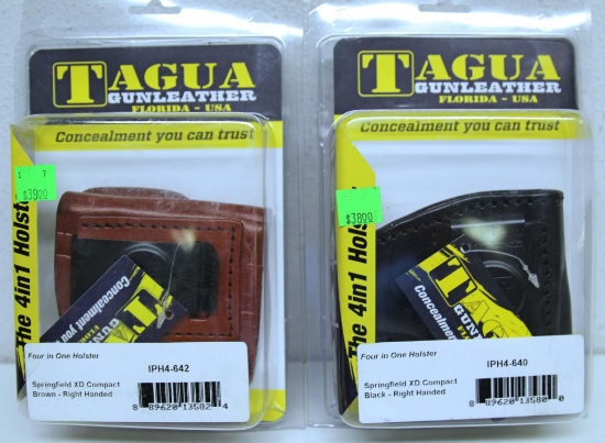 2 New Tagua 4 in 1 Leather Holsters for Springfield XD Compact Right Hand - Black and Brown...