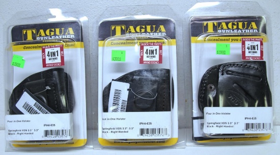 3 New Tagua...Black...4 in 1 Leather Holsters for Springfield XDS 3.3" Right Hand...
