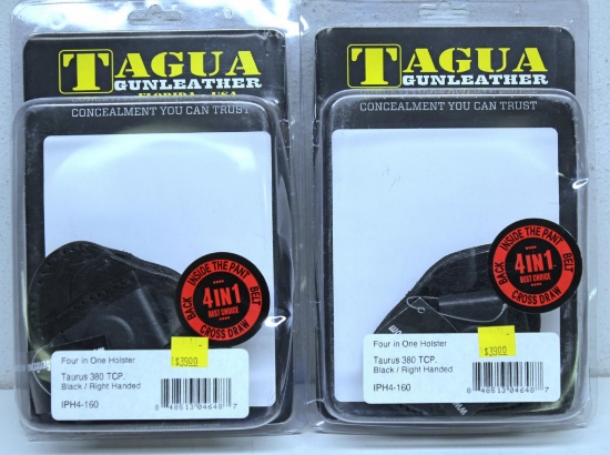 2 New Tagua...Black 4 in 1...Leather Holsters for Taurus 380TCP Right Hand...