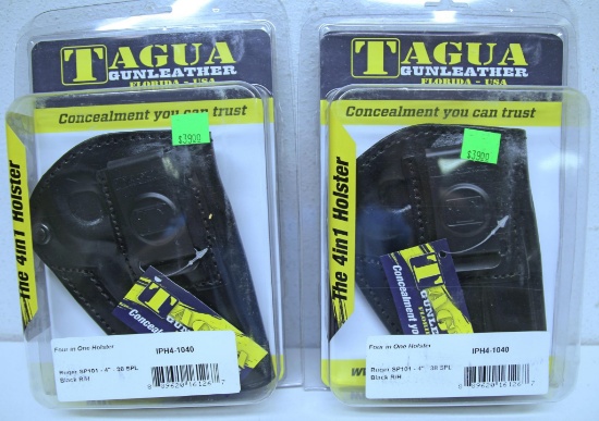 2 New Tagua...Black 4 in1 Leather Holsters for Ruger SP101 4" .38 Spl. Right Hand...