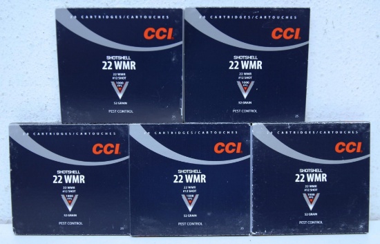 5 Full Boxes CCI .22 WMR Shotshell Cartridges Ammunition...