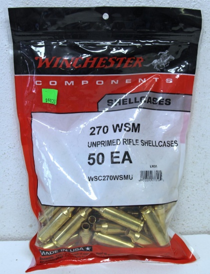 Bag of 50 Winchester Components .270 WSM Unprimed Rifle Brass Shell Cases for Reloading...