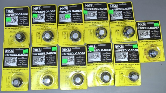 Box Lot of 11 New HKS Speedloaders - 2 Model 27A, 2 Model 25-5, 2 Model 22-K, Model 586-A, Model
