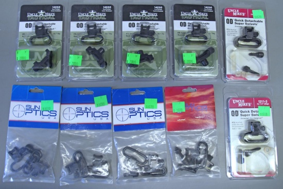Box Lot of 10 Uncle Mike's and Sun Optics Detachable Sling Swivels - 4 Uncle Mike's #14050 Fixed