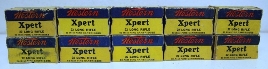10 Full Vintage Boxes Western XPert .22 LR Cartridges Ammunition...