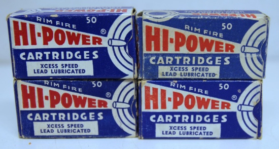 4 Full Vintage Boxes Federal Hi-Power Xcess Speed Cartridges Ammunition - 3 .22 Long and 1 .22