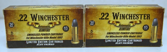 2 Full Limited Edition Boxes .22 Winchester Automatic Rim Fire 45 gr. Cartridges Ammunition...