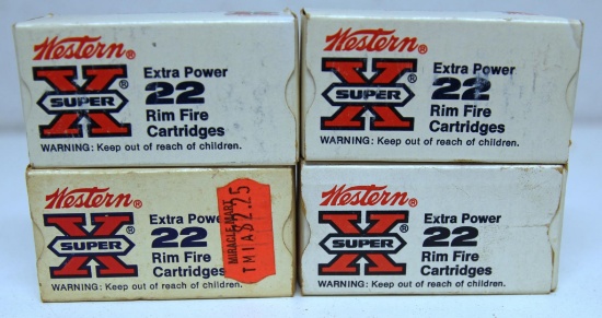 4 Full Vintage Boxes Western Super X .22 LR No. 12 Shot Cartridges Ammunition...