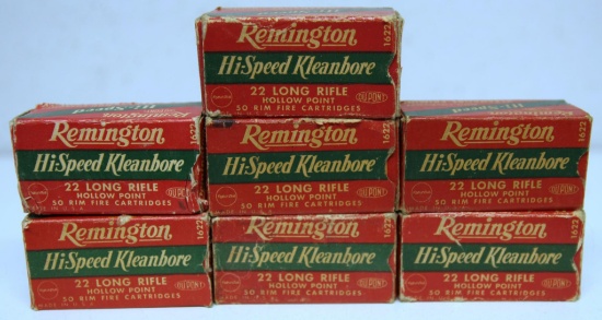 7 Full Vintage Boxes Remington .22 LR Cartridges Ammunition...