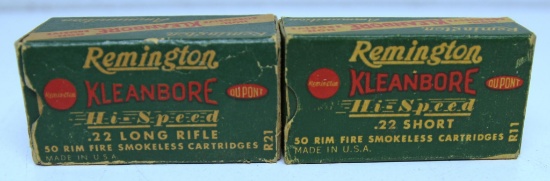 2 Full Vintage Boxes Remington .22 LR and .22 Short Cartridges Ammunition...