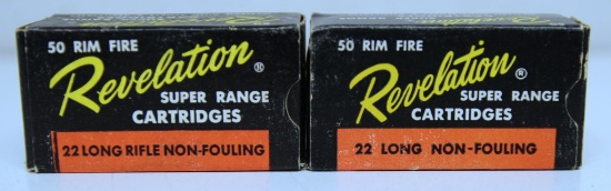 2 Full Vintage Boxes Western...Auto Stores Revelation .22 Long and .22 LR Cartridges Ammunition...