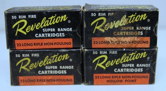 4 Full Vintage Boxes Western Auto Stores Revelation .22 LR Cartridges Ammunition...