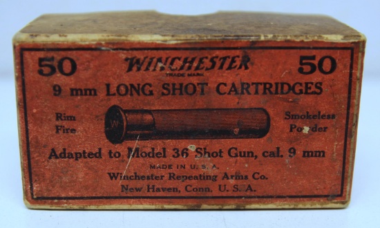 Partial Vintage Two Piece Box...of 6 Winchester 9 mm Long Shot Ammunition for Winchester Model 36