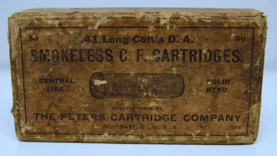 Full Vintage Two Piece Box Peters .41 Long Colt Cartridges Ammunition - Most are Peters but there