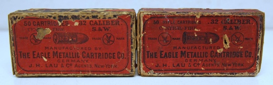 Full and Partial Vintage Two Piece Box of 26 The Eagle Metallic Cartridge Co. .32 S&W Cartridges